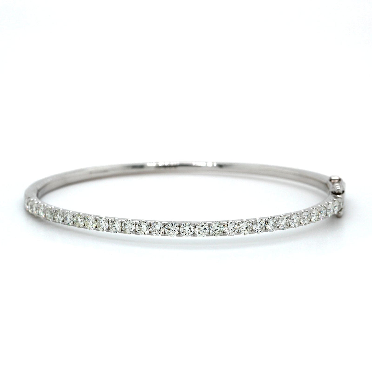 14K White Gold Prong Set Diamond Bangle Bracelet, 14k white gold, Long's Jewelers