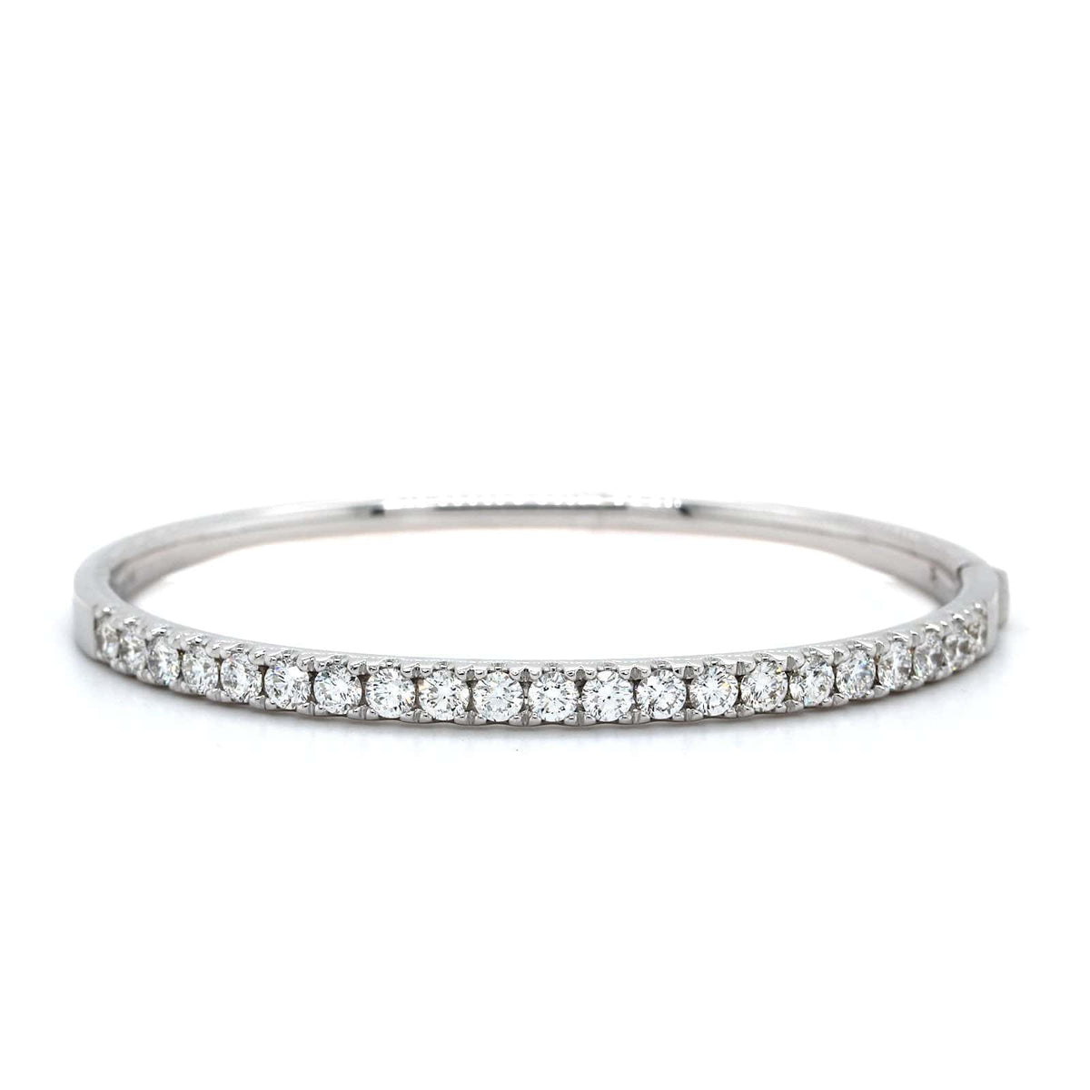 14K White Gold Prong Set Diamond Bangle, White Gold, Long's Jeweler's