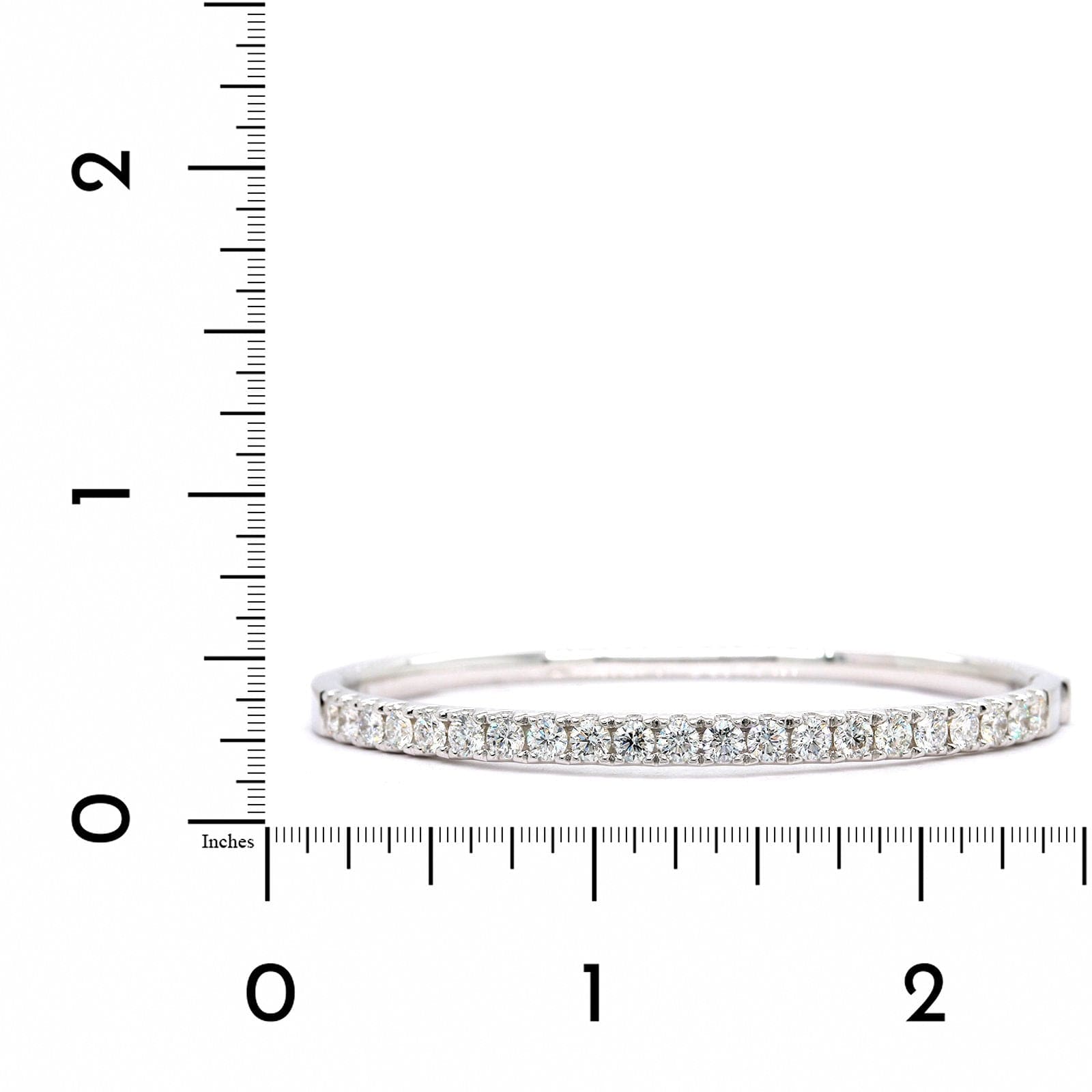 14K White Gold Prong Set Diamond Bangle