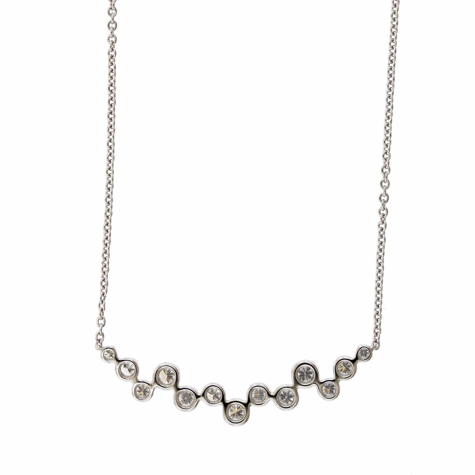 14K White Gold Prong Set Diamond Necklace