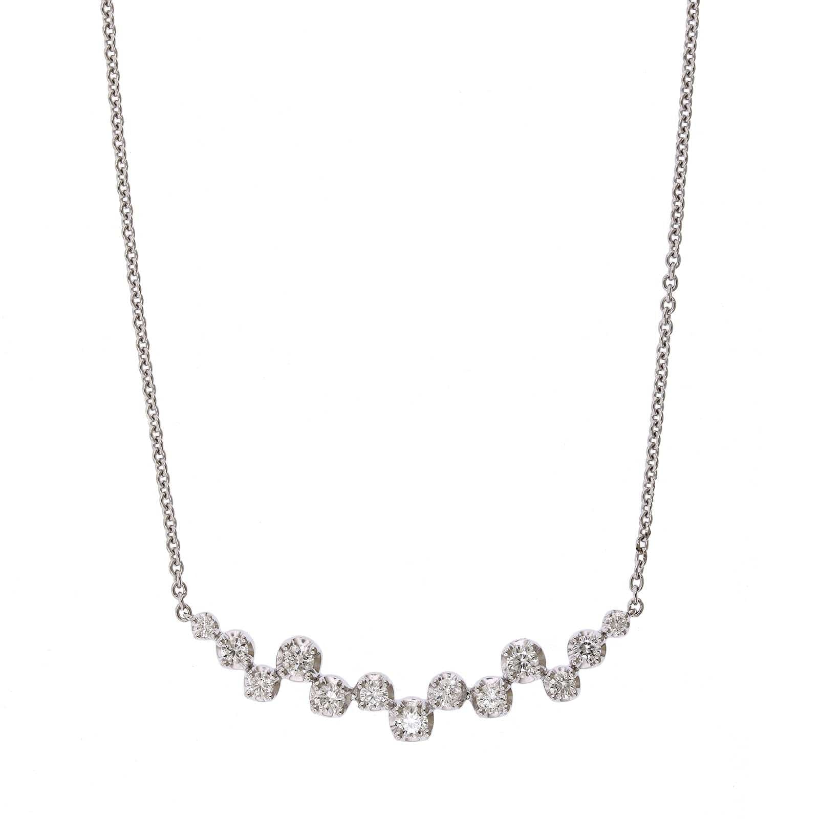 14K White Gold Prong Set Diamond Necklace, White Gold, Long's Jeweler's