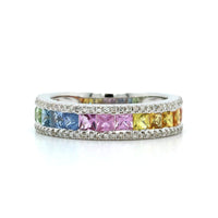 14K White Gold Rainbow Sapphire Ring, 14k white gold, Long's Jewelers