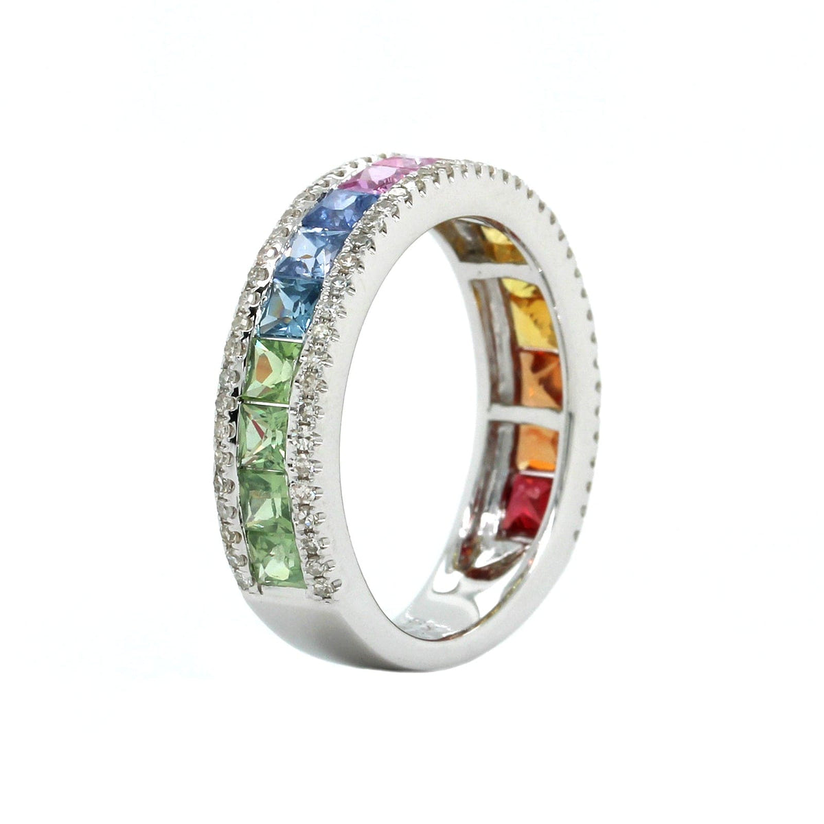 14K White Gold Rainbow Sapphire Ring, 14k white gold, Long's Jewelers