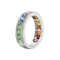 14K White Gold Rainbow Sapphire Ring, 14k white gold, Long's Jewelers