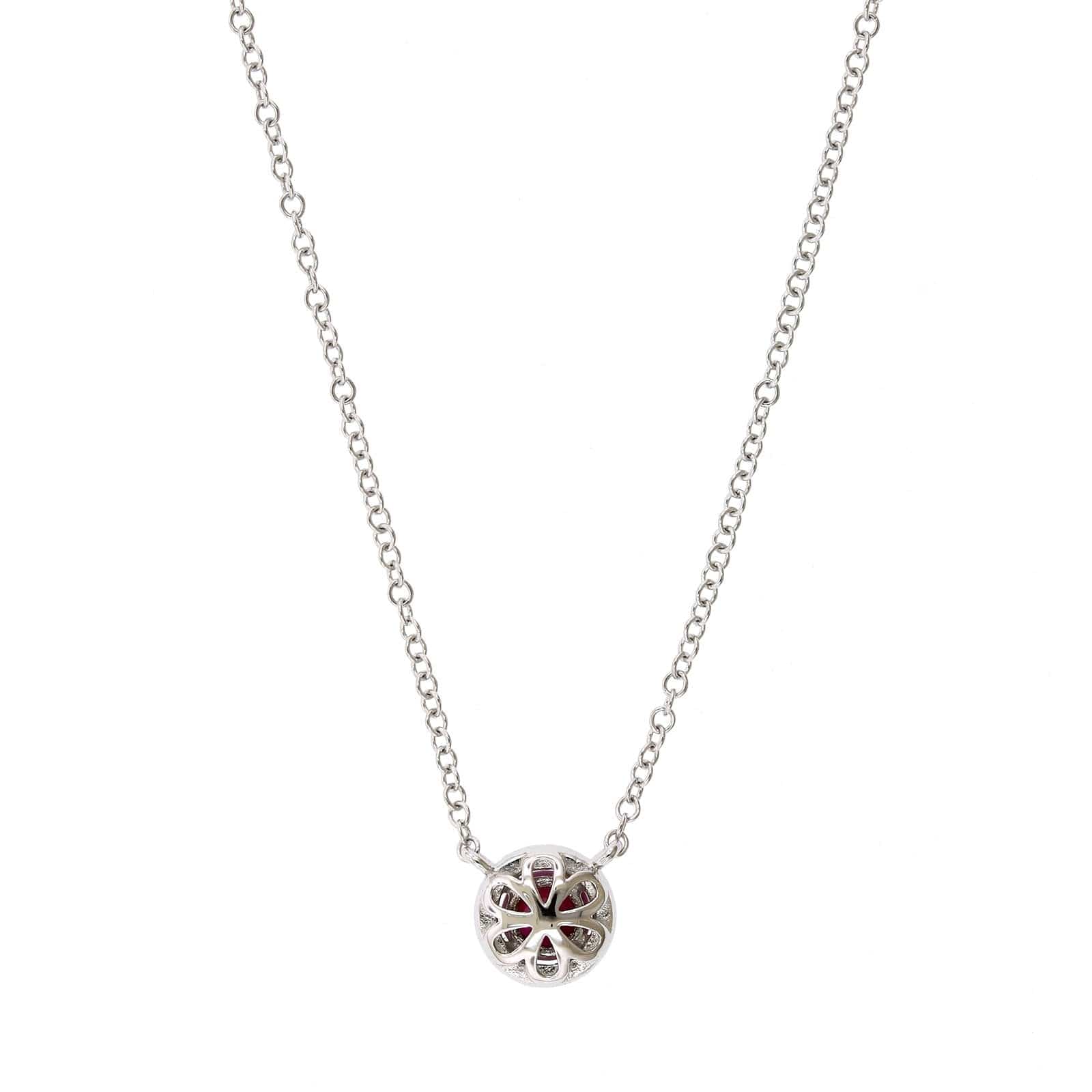14K White Gold Ruby Diamond Halo Pendant,14k white gold, Long's Jewelers