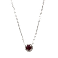 14K White Gold Ruby Diamond Halo Pendant,14k white gold, Long's Jewelers