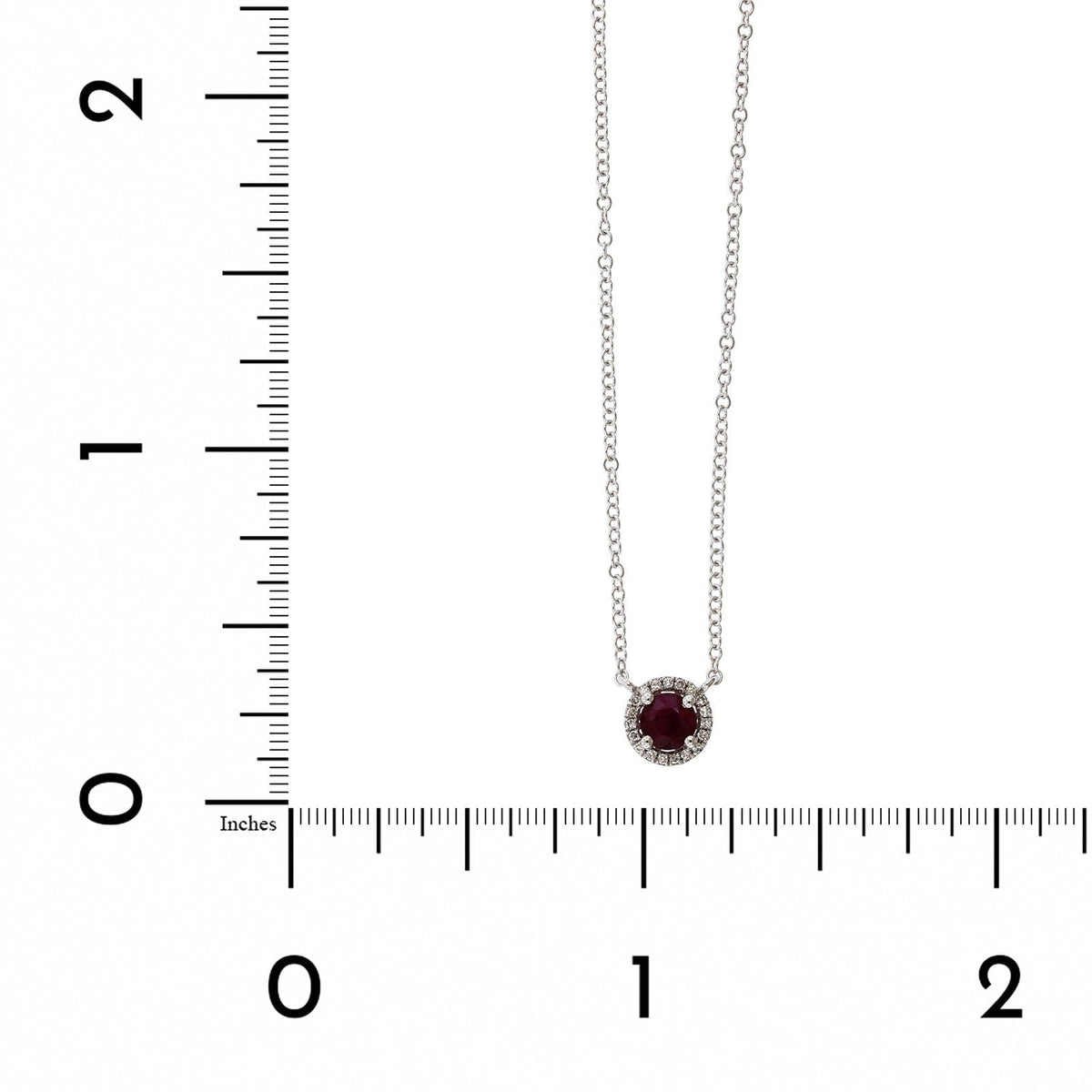 14K White Gold Ruby Diamond Halo Pendant,14k white gold, Long's Jewelers