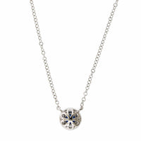 14K White Gold Sapphire Diamond Halo Pendant,14k white gold, Long's Jewelers