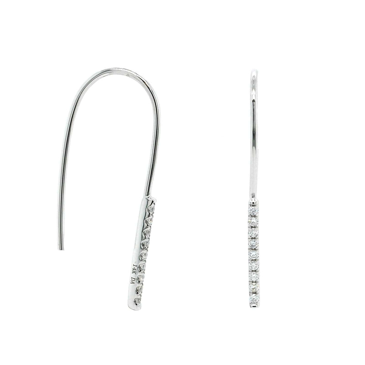 14K White Gold Single Row Diamond Dangle Earrings,14k white gold, Long's Jewelers