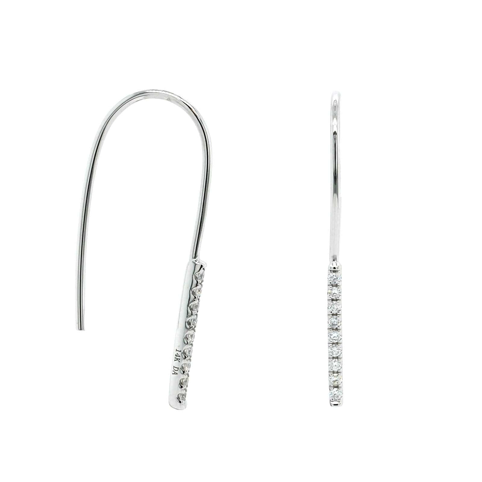14K White Gold Single Row Diamond Dangle Earrings,14k white gold, Long's Jewelers