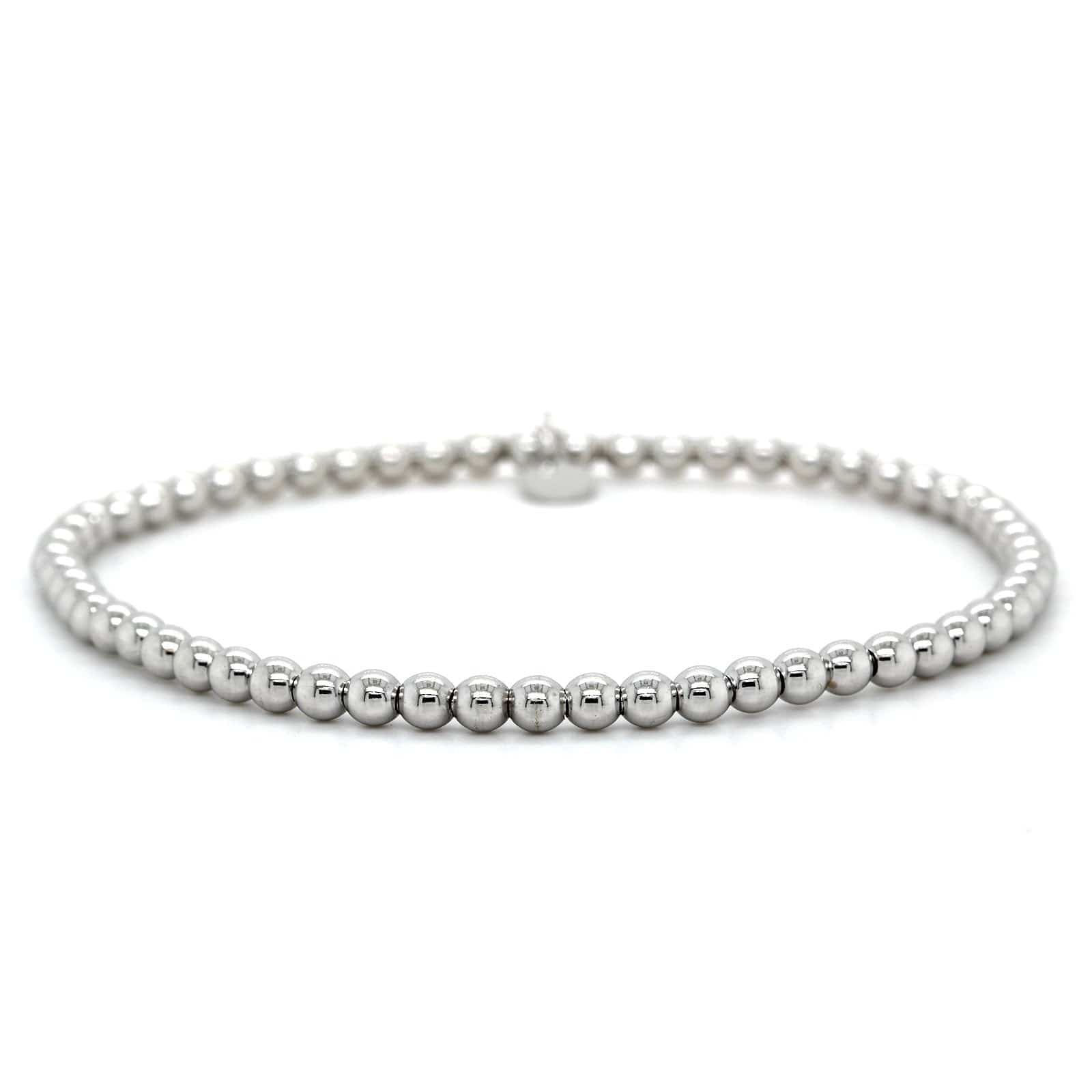 14K White Gold Stretch Bead Bracelet, Gold, Long's Jewelers
