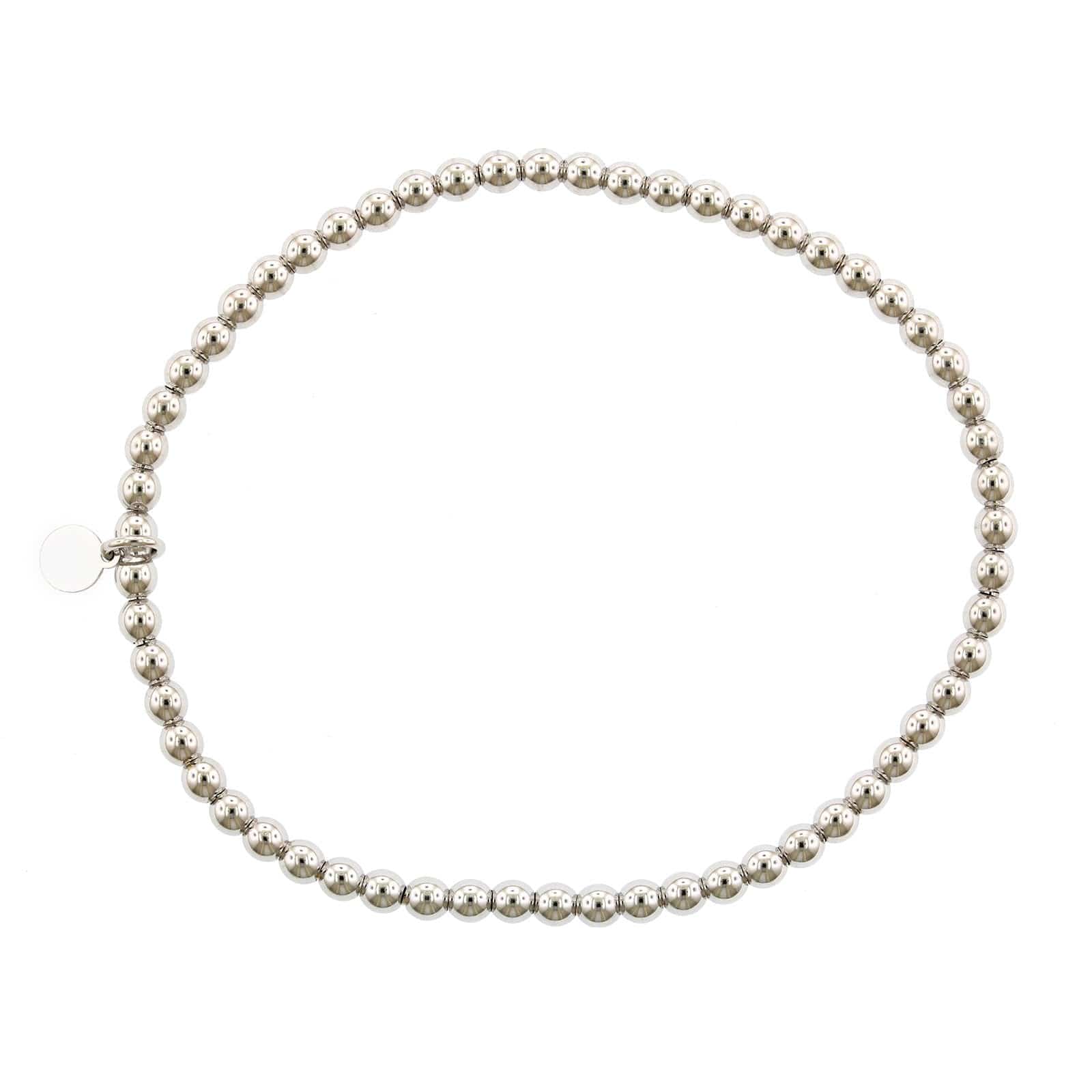 14K White Gold Stretch Bead Bracelet