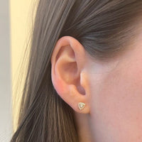 14K White Gold Triangle Halo Stud Earrings, 14k white gold, Long's Jewelers