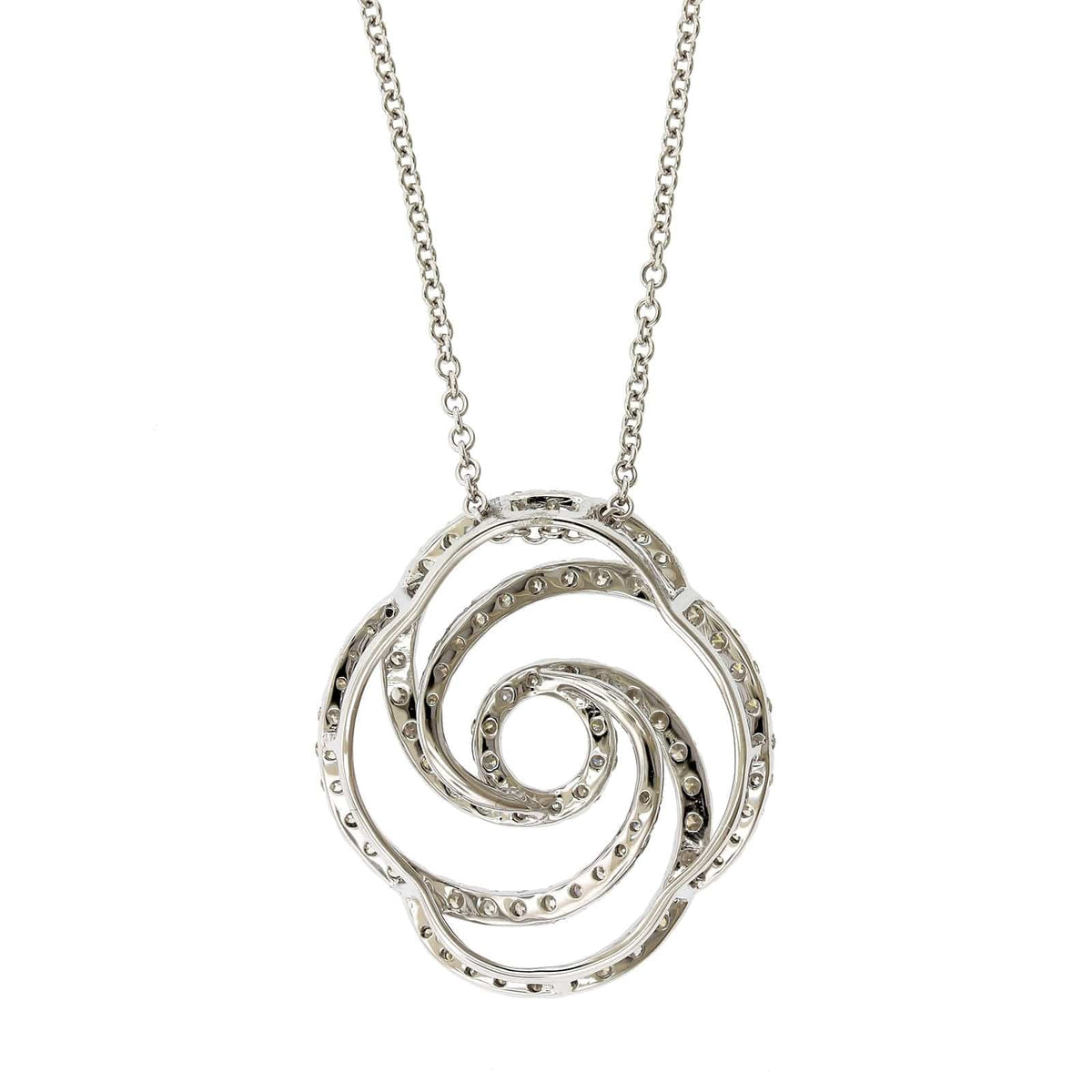 14K White Gold Twist Diamond Pendant