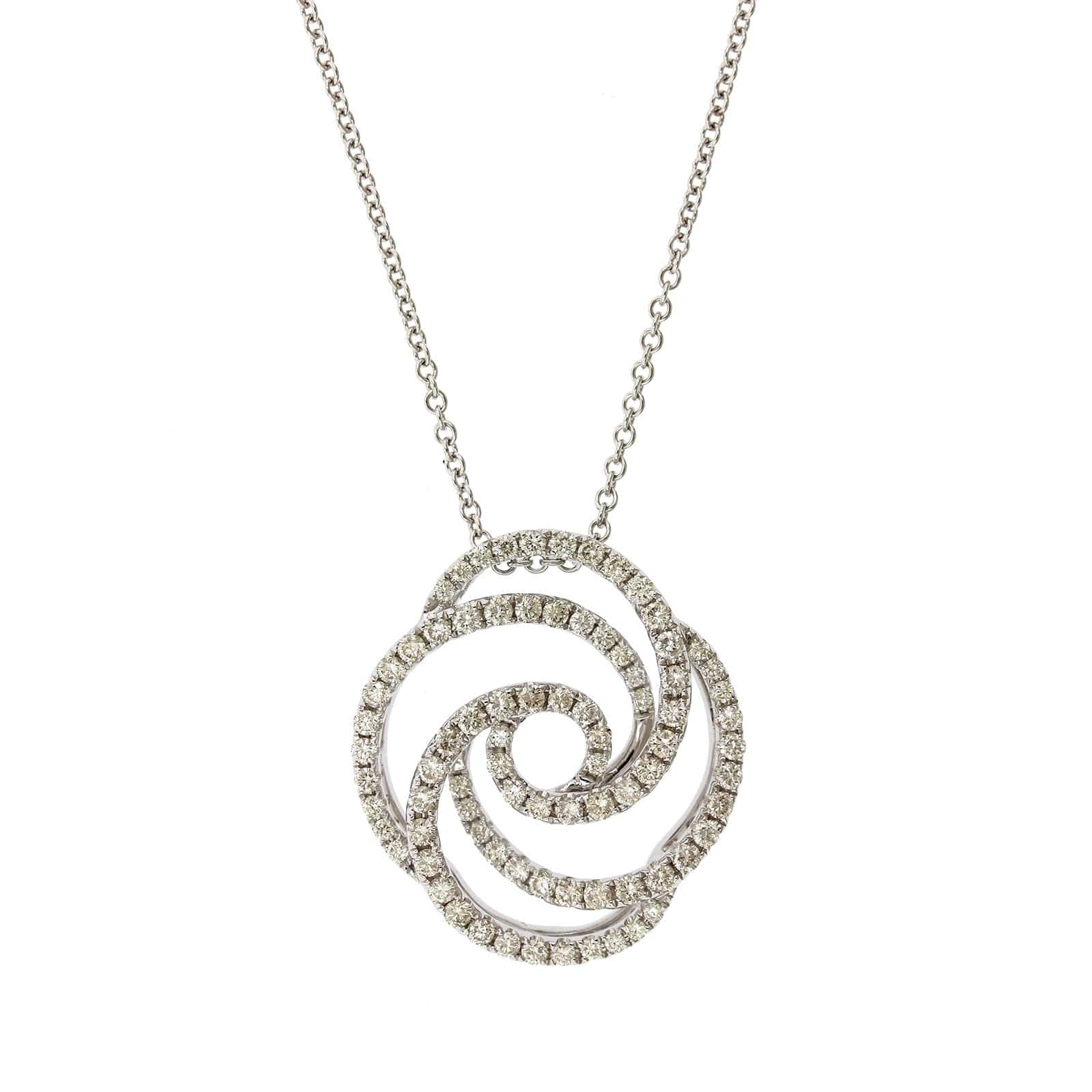 14K White Gold Twist Diamond Pendant