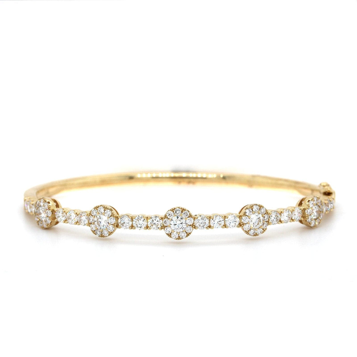 14K Yellow 5 Floral Station Diamond Bangle, Yellow Gold, Long's Jeweler's