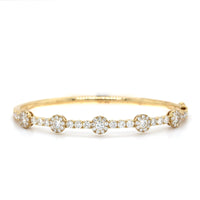 14K Yellow 5 Floral Station Diamond Bangle, Yellow Gold, Long's Jeweler's