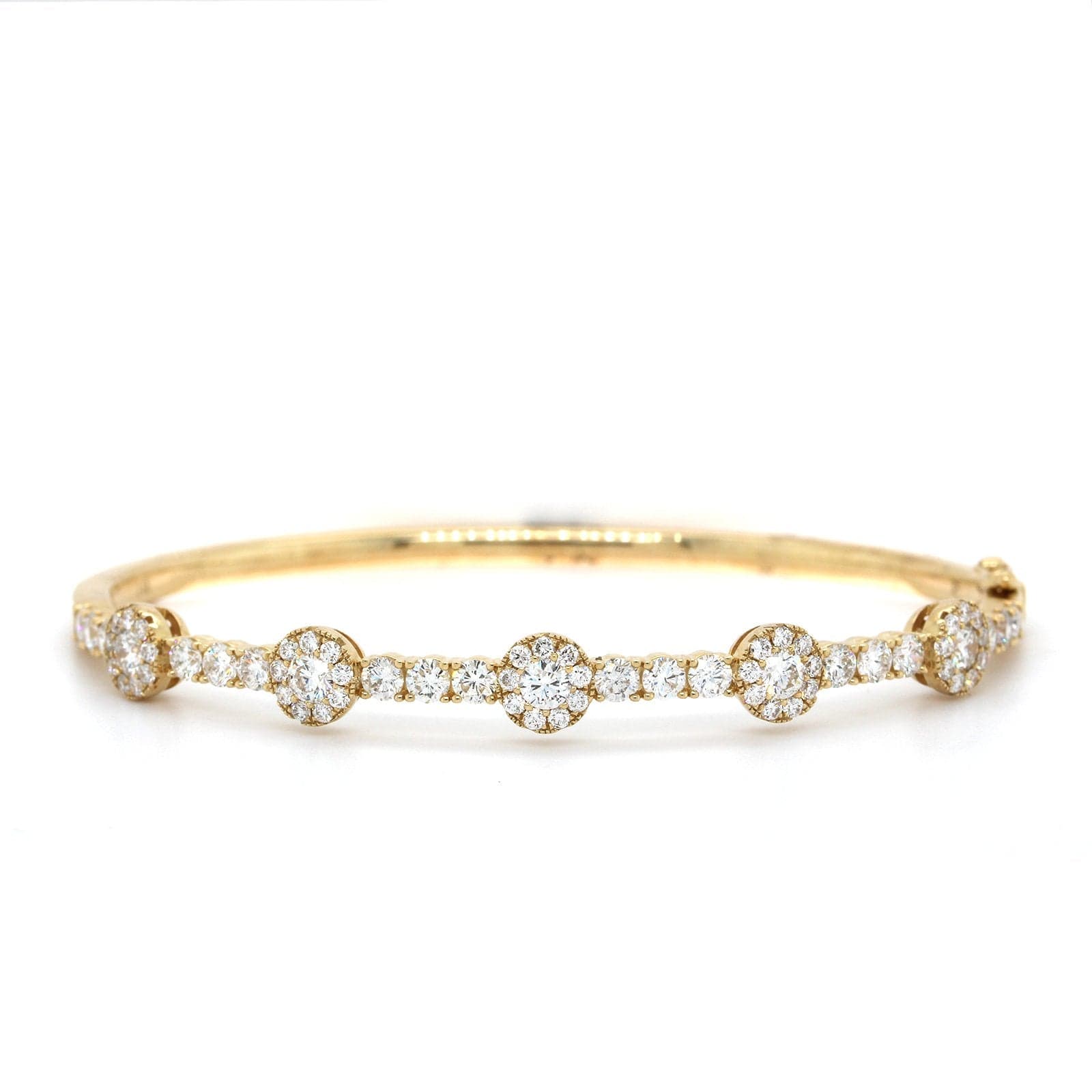 14K Yellow 5 Floral Station Diamond Bangle, Yellow Gold, Long's Jeweler's