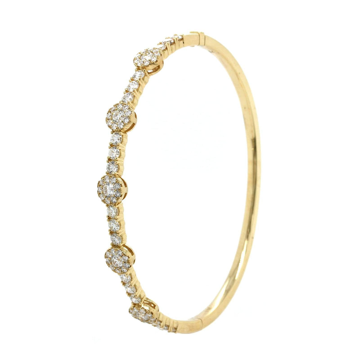 14K Yellow 5 Floral Station Diamond Bangle