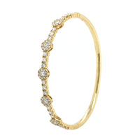 14K Yellow 5 Floral Station Diamond Bangle