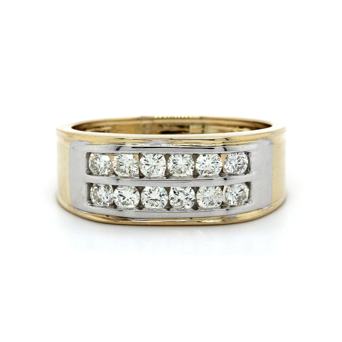 14K Yellow Gold 2 Row Diamond Band, yellow gold, Long's Jewelers