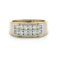 14K Yellow Gold 2 Row Diamond Band, yellow gold, Long's Jewelers