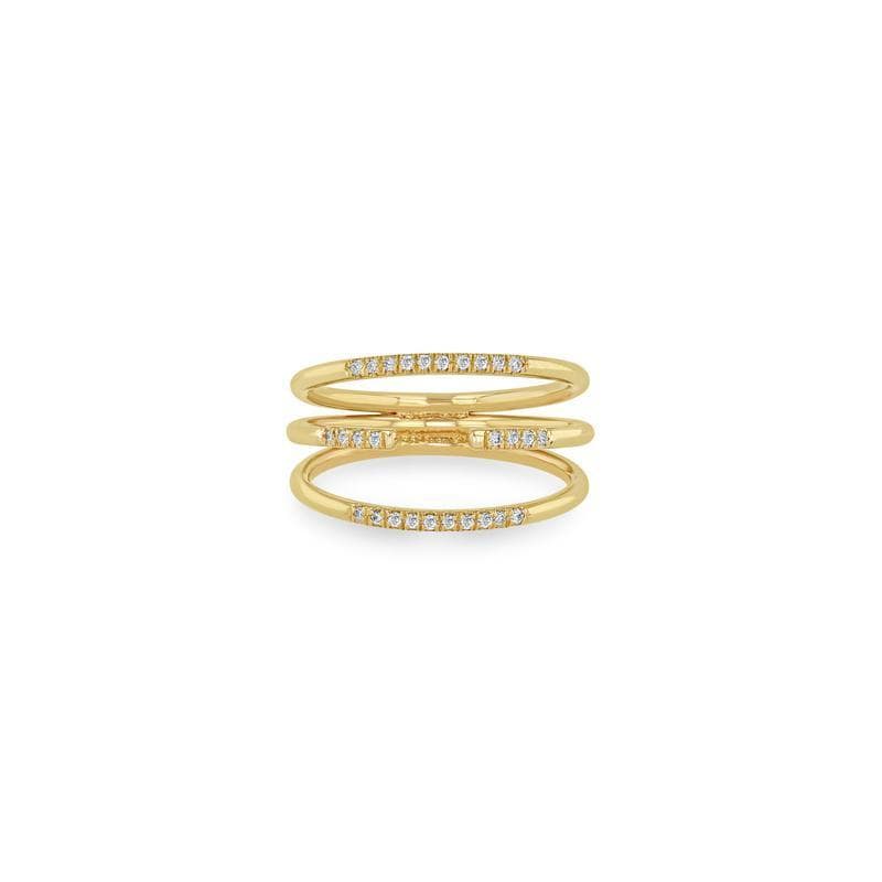 14K Yellow Gold 3 Row Diamond Ring, Yellow Gold, Long's Jewelers