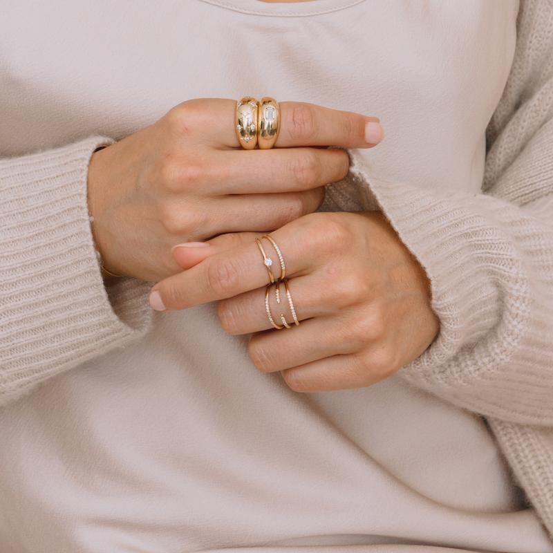 14K Yellow Gold 3 Row Diamond Ring, Yellow Gold, Long's Jewelers