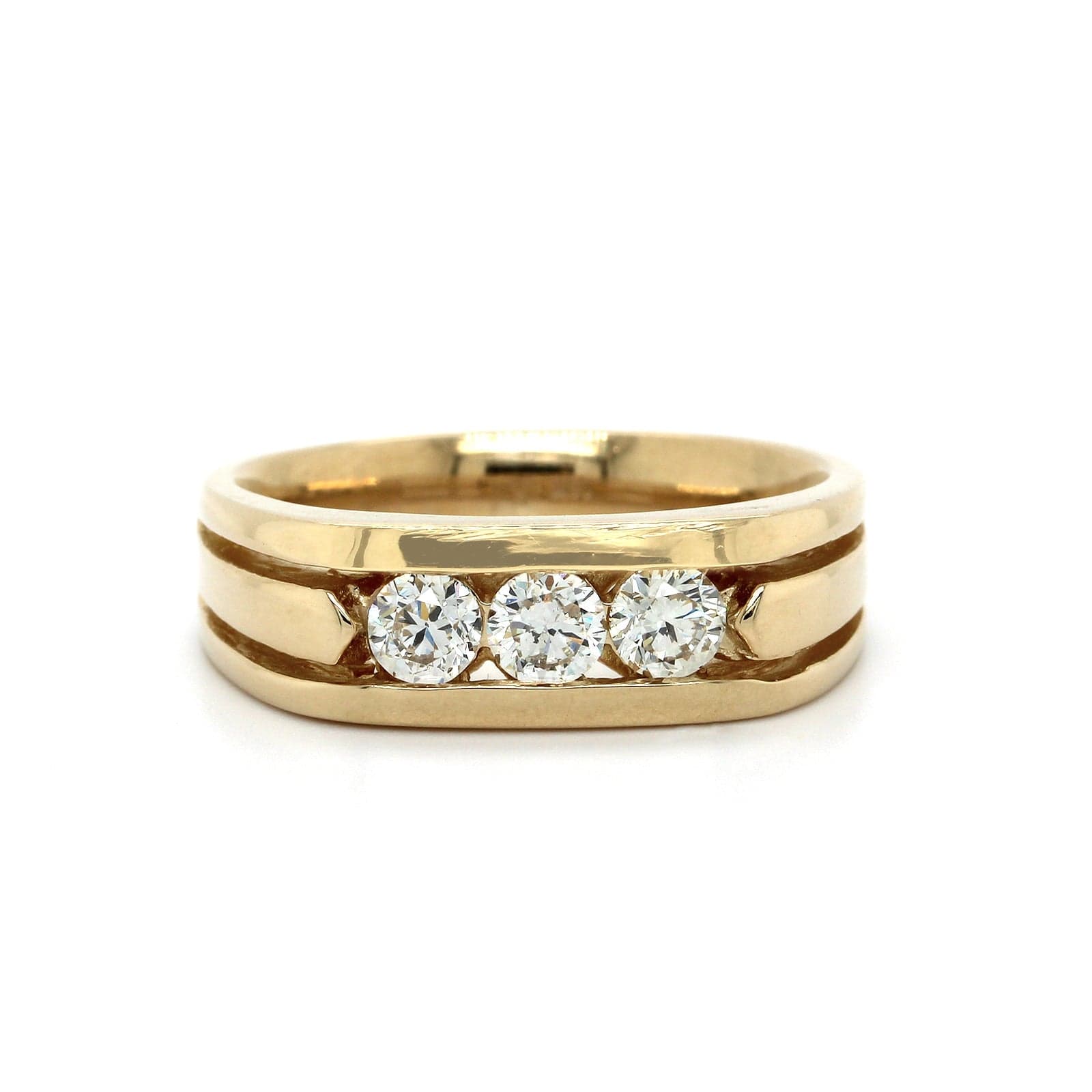14K Yellow Gold 3 Stone Diamond Band, yellow gold, Long's Jewelers