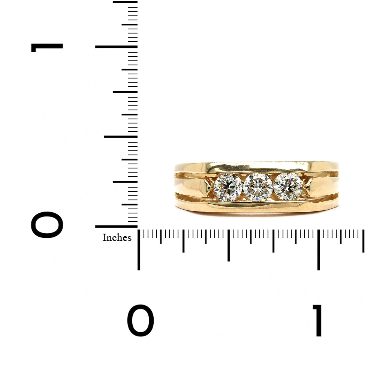 14K Yellow Gold 3 Stone Diamond Band, yellow gold, Long's Jewelers