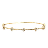 14K Yellow Gold Beaded Diamond Bangle Bracelet
