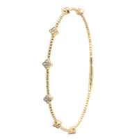 14K Yellow Gold Beaded Diamond Bangle Bracelet