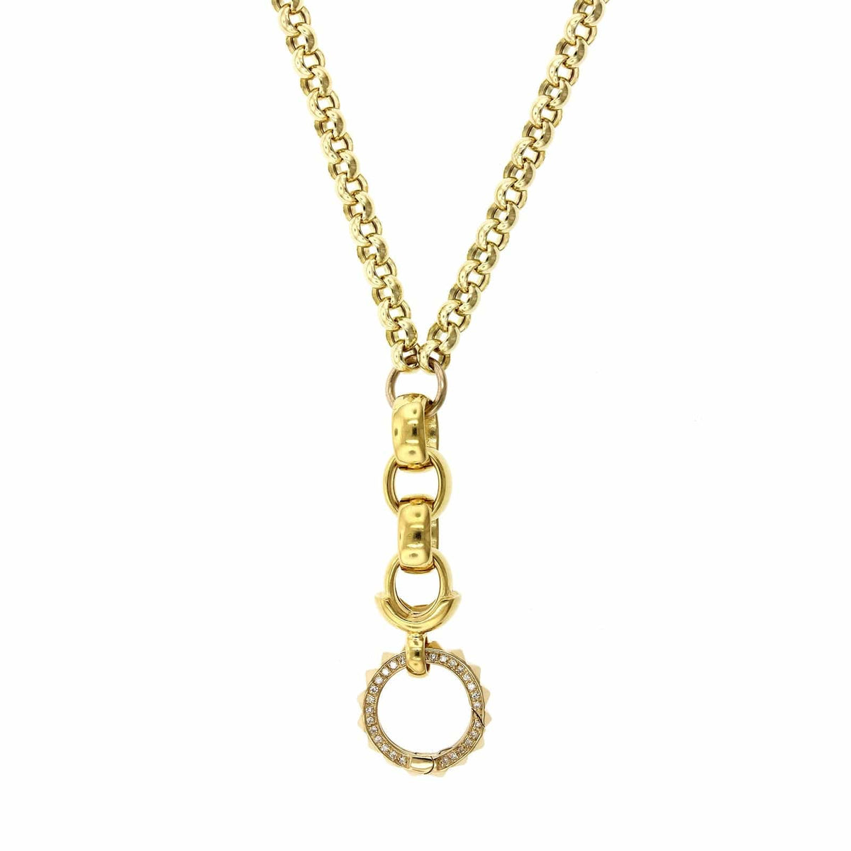 14K Yellow Gold Belcher Chain Pave Diamond Necklace, 14k yellow gold, Long's Jewelers