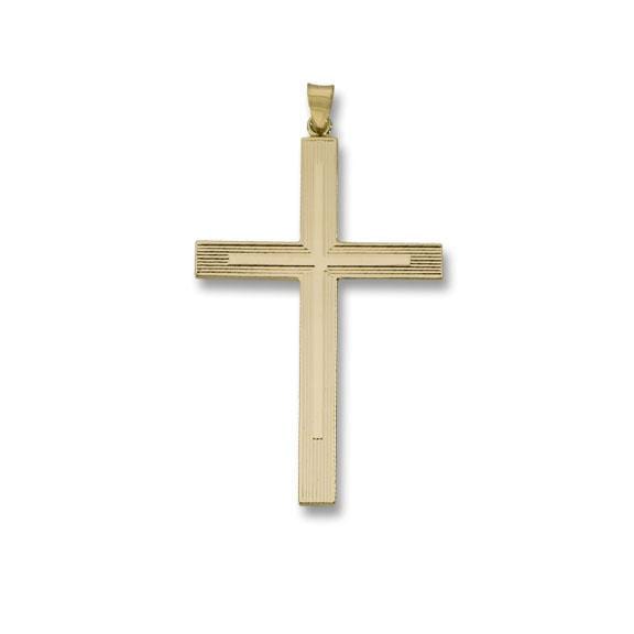 14K Yellow Gold Cross Pendant with Raised Center, Gold, Long's Jewelers