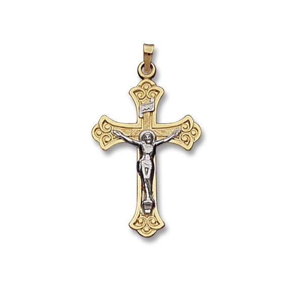 14K Yellow Gold Cross with Crucifix Pendant, Gold, Long's Jewelers