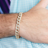 14K Yellow Gold Cuban Link Diamond Bracelet