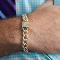 14K Yellow Gold Cuban Link Diamond Bracelet, Gold, Long's Jewelers