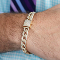 14K Yellow Gold Cuban Link Diamond Bracelet