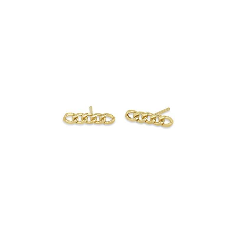 14K Yellow Gold Curb Chain Bar Stud Earrings, Yellow Gold, Long's Jewelers