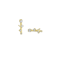 14K Yellow Gold Diamond Bar Stud Earrings, Yellow Gold, Long's Jewelers