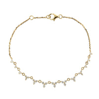 14K Yellow Gold Diamond Cluster Chain Bracelet, Yellow Gold, Long's Jewelers
