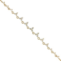 14K Yellow Gold Diamond Cluster Chain Bracelet