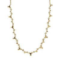 14K Yellow Gold Diamond Cluster Chain Necklace