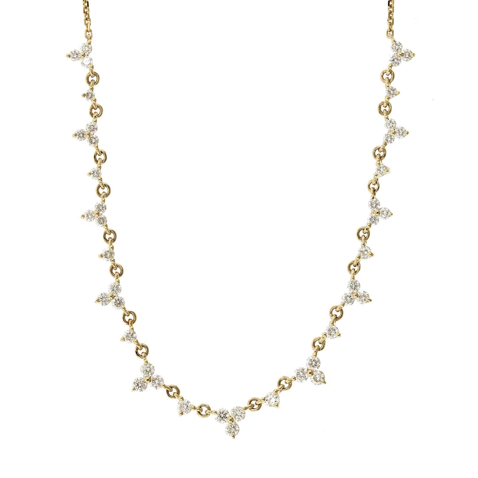 14K Yellow Gold Diamond Cluster Chain Necklace, Yellow Gold, Long's Jewelers