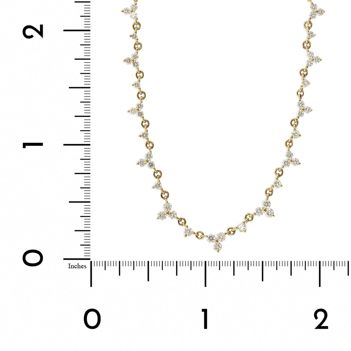 14K Yellow Gold Diamond Cluster Chain Necklace