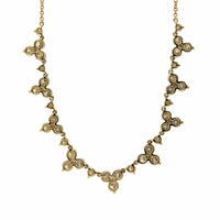 14K Yellow Gold Diamond Cluster Necklace