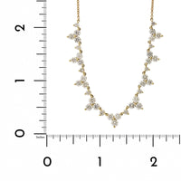 14K Yellow Gold Diamond Cluster Necklace