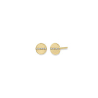 14K Yellow Gold Diamond Disc Stud Earrings, Yellow Gold, Long's Jewelers
