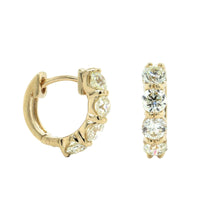 14K Yellow Gold Diamond Huggie Earrings