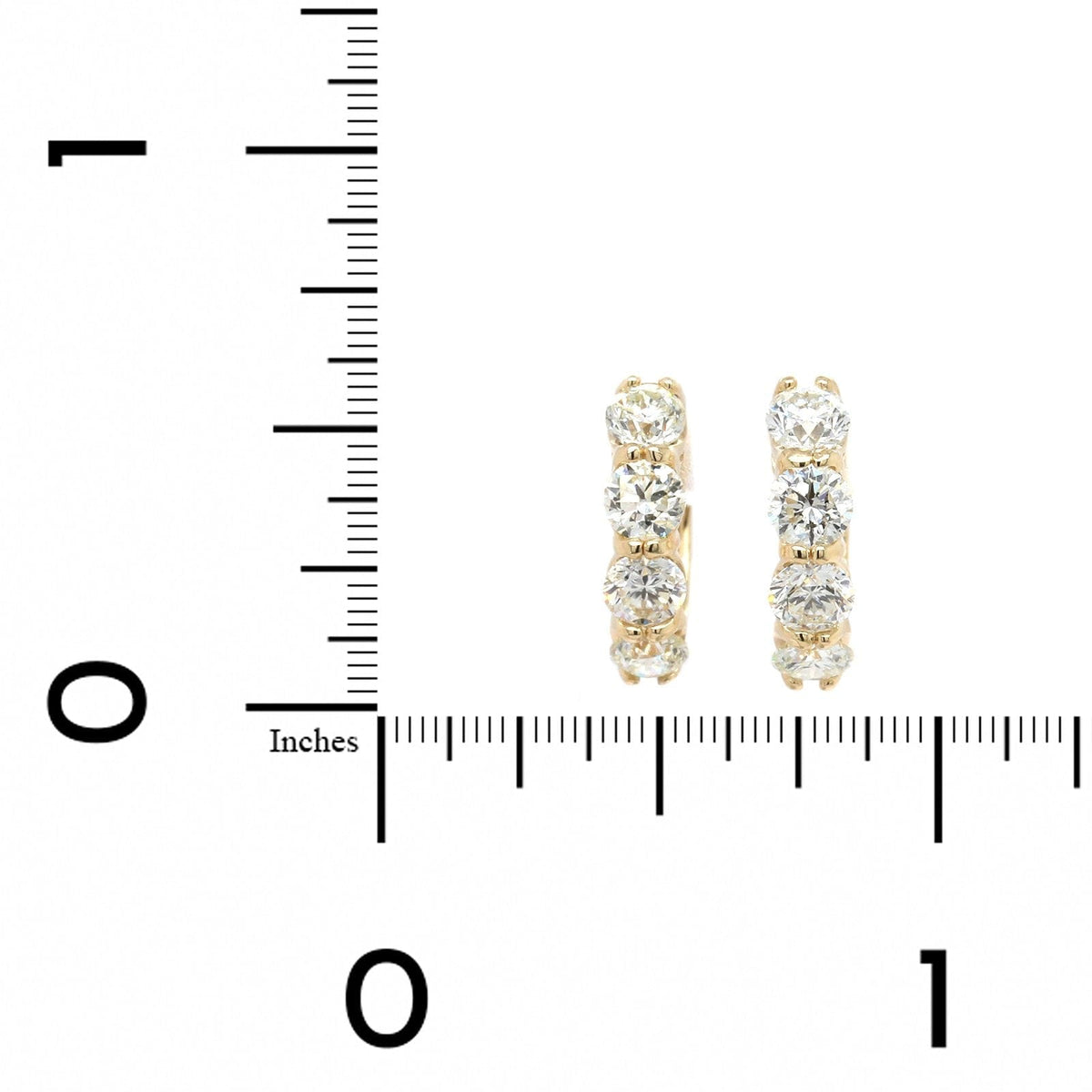 14K Yellow Gold Diamond Huggie Earrings